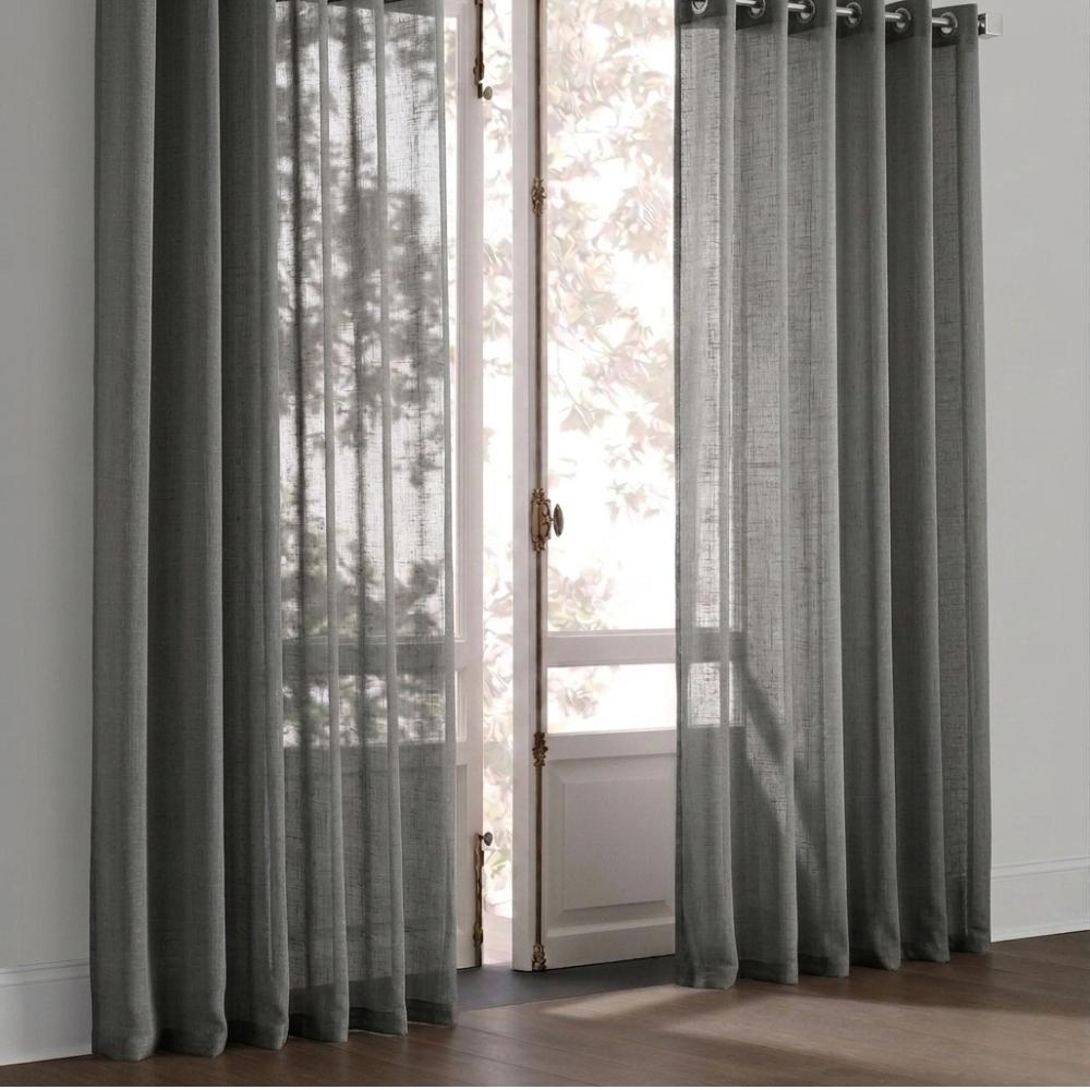 Cortina Gaze de Linho Sem Forro Para Janela Quarto e Sala